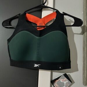 Reebok Women's Green and Black  Sports bra.